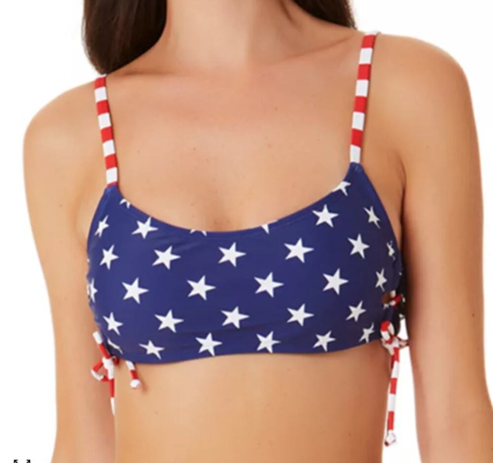 California Waves Juniors' Classic Stars And Stripes Side-Lace-Up Bralette